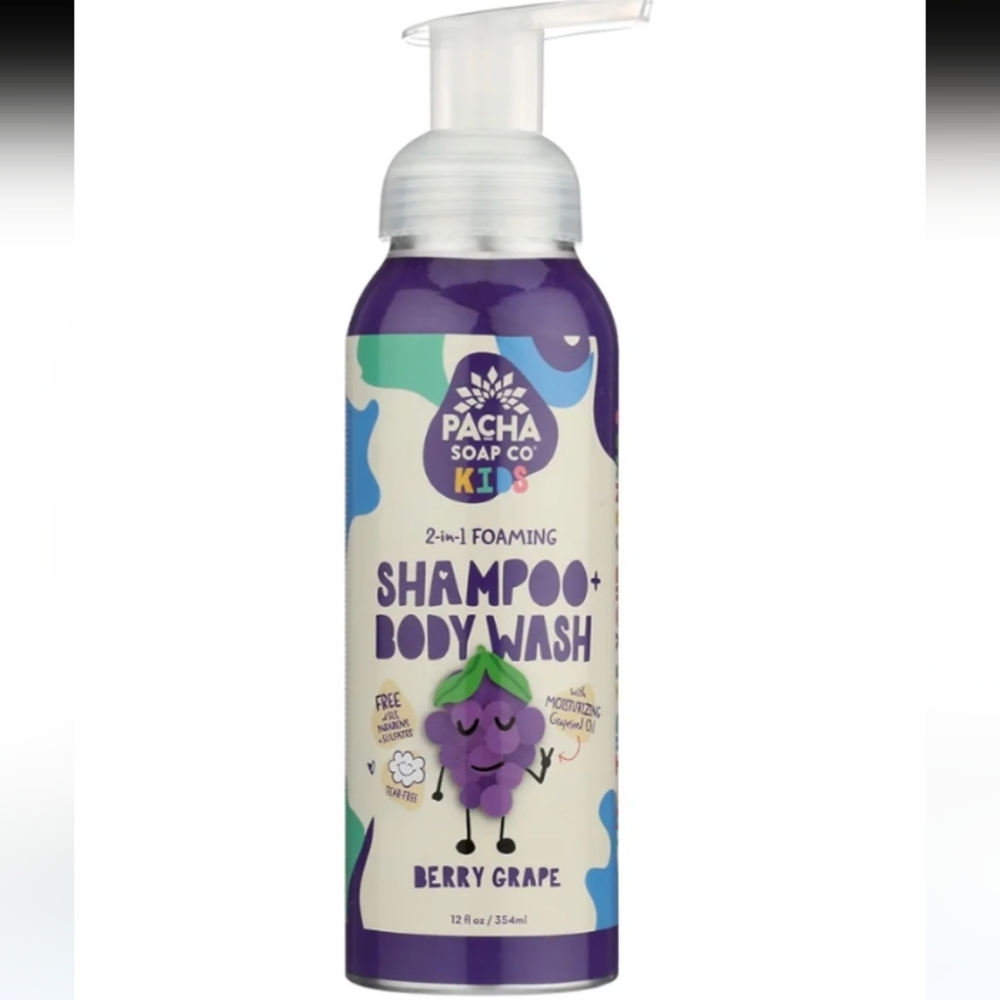 Pacha Soap Kids Berry Grape 2-in-1 Shampoo and Body Wash, 12 fl oz